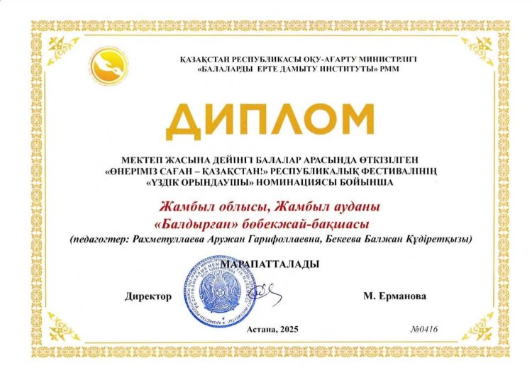 "Өнеріміз саған Қазақстан!" Республикалық  фестивальінің "Үздік орындаушы" номинациясы