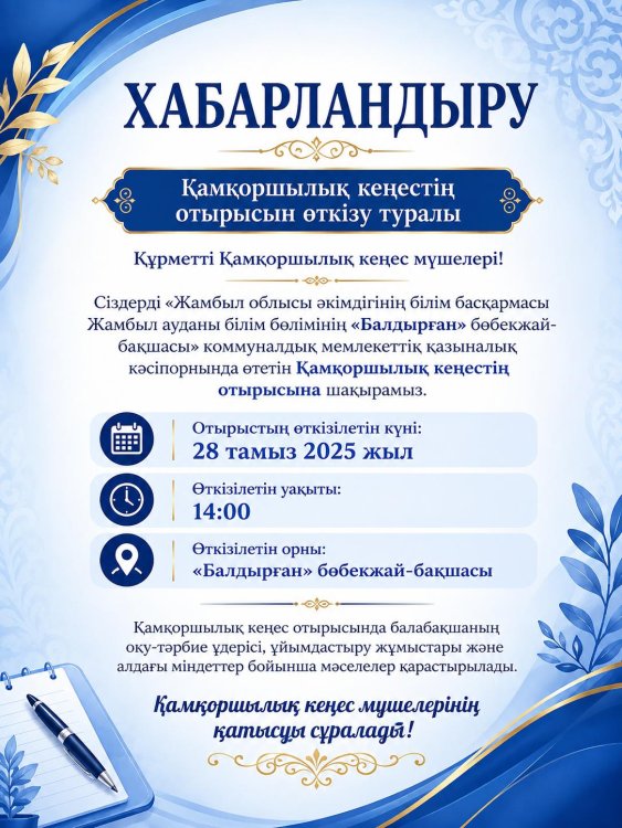 Қамқоршылық кеңестің отырысын өткізу туралы