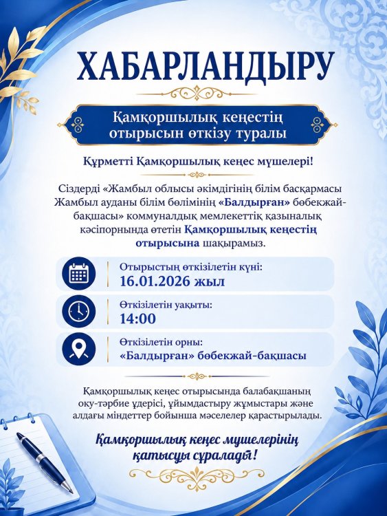 Қамқоршылық кеңестің отырысын өткізу туралы