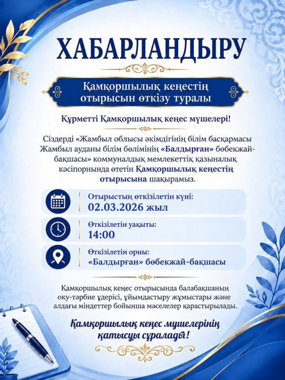 Қамқоршылық кеңестің отырысын өткізу туралы